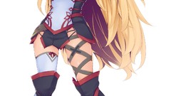 Anime white background red eyes blondes long hair anime girls 