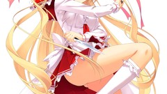 Anime white background red eyes blondes long hair anime girls 