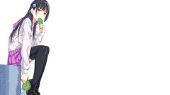 Anime white background red eyes long hair anime girls school 