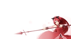 Anime white background red eyes spears long hair anime girls 