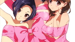 Anime white background Ribbons anime girls short hair love plus 