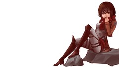 Anime white background scarfs anime girls brunettes short hair 