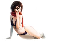 Anime white background scarfs anime girls mikasa ackerman 