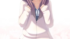 Anime white background skirts animal ears thigh highs