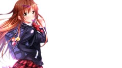 Anime white background skirts blush long hair anime girls 