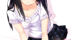 Anime white background skirts blush long hair anime girls 