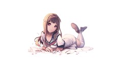 Anime white background skirts long hair anime girls brunettes 