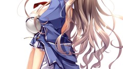 Anime white background stockings skirts long hair anime girls 