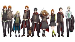 Anime white background Students wand witches harry potter 