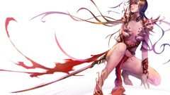 Anime white background Swords anime girls artwork fantasy art 