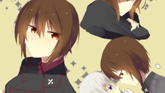 Anime white hair anime girls blue eyes brunettes yuri standing 