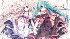 Anime white hair anime girls hatsune miku ia animal ears