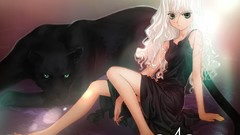 Anime white hair anime girls panthers