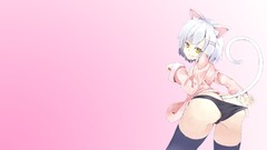 Anime white hair anime girls short hair hanekawa tsubasa yellow 