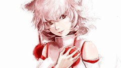 Anime white hair anime girls short hair touhou animal ears 