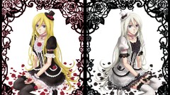 Anime white hair blondes anime girls blue eyes white dress 