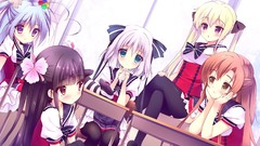 Anime white hair blondes blue hair anime girls brunettes school 