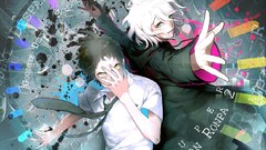 Anime white hair green eyes yellow eyes black hair anime boys