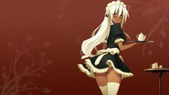 Anime white hair legs skirts big eyes long hair anime girls 