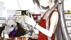 Anime white hair long hair anime girls green eyes nyaruko 