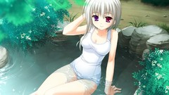 Anime white hair pink eyes anime girls heterochromia purple 