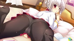 Anime white hair red eyes blush anime girls pantyhose