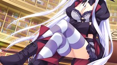 Anime white hair red eyes long hair anime girls school uniforms 