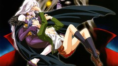 Anime white hair red eyes skirts blue hair anime girls purple 