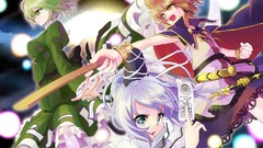 Anime white hair Ribbons anime girls blue eyes green eyes short 