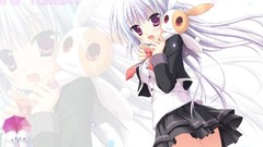 Anime white hair skirts long hair