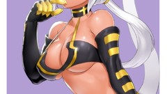 Anime white hair stockings smiling anime girls blue eyes 