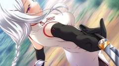 Anime white hair Swords long hair game cg purple eyes