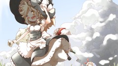 Anime witch blush long hair anime girls wink yellow eyes touhou 