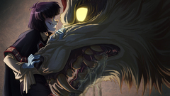 Anime wolf anthro fantasy art creature glowing eyes yellow eyes