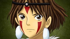 Anime Wolves earrings brunettes fan art princess mononoke hayao 