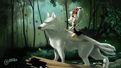 Anime Wolves masks spears fan art princess mononoke hayao 