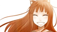 Anime Wolves spice and wolf animal ears Simple Background Holo 