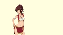 Anime yellow background anime girls brown eyes brunettes 