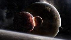 Apocalypse abstract explosions Collision Crash planets outer 