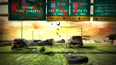 apocalyptic abandoned road highway grass futuristic digital art