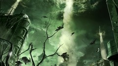 Apocalyptic cities spaceships artwork fantasy art