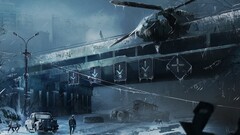 apocalyptic futuristic ice wreck artwork helicopter