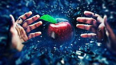 Apples abstract hands mechanical fruits artwork digital art 