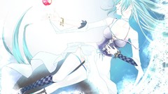 Apples dress bracelets blue hair long hair anime girls closed 