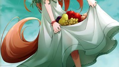 Apples dress red eyes fruits anime girls spice and wolf open 