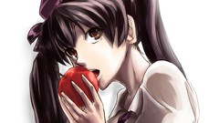 Apples food white background hats red eyes faces fruits bows 