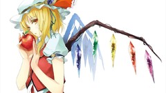 Apples food wings hats red eyes blondes anime girls touhou 