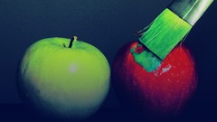 Apples fruits paint brushes