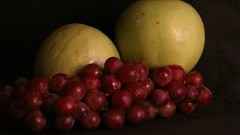 Apples grapes black background fruits