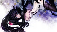 Apples horns anime girls tails boobs bodysuits aqua eyes